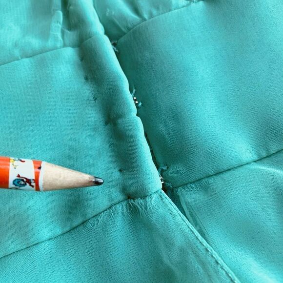 Vintage Green Pleated Chiffon Maxi Dress - Picture 7 of 15